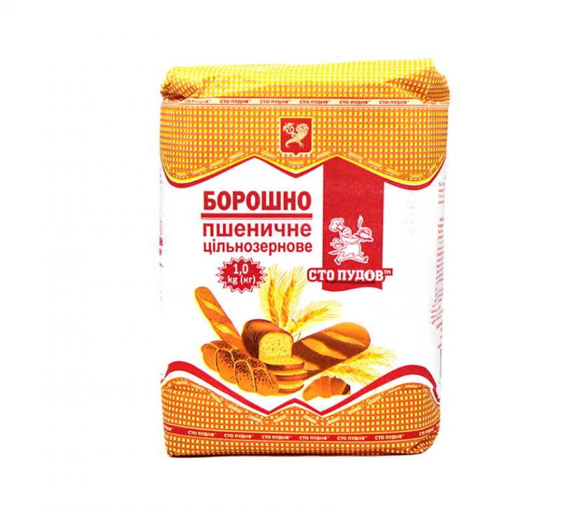 Борошно пшеничне цільнозернове 1 кг Сто Пудов