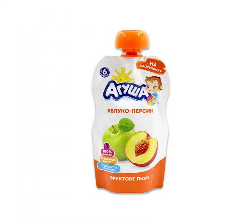 Пюре фруктове «Яблуко-персик» 90 г Агуша