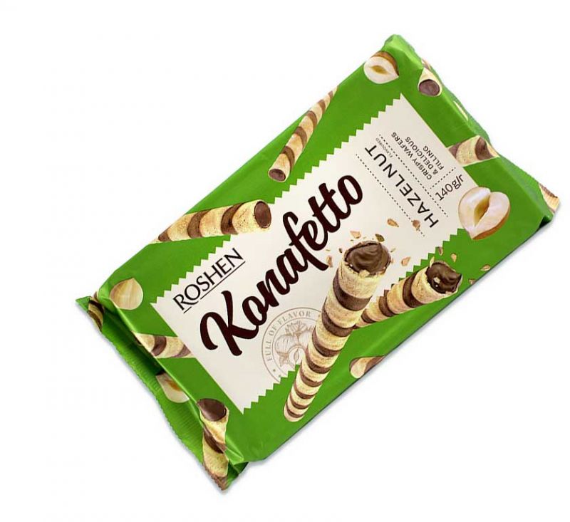 Трубочки вафельні з начинкою «Hazelnut» Konafetto 140 г Roshen
