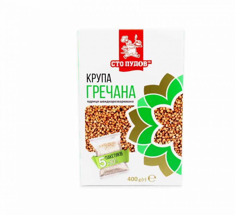 Крупа гречана ядриця 5 пакетів по 80 г Сто Пудов