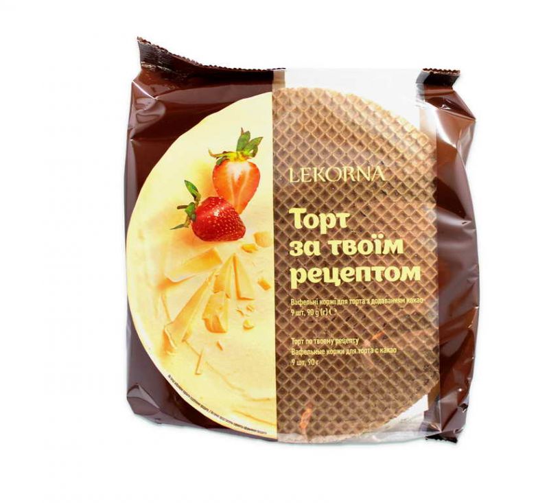 Коржі вафельні для торта з какао круглі 90 г Lekorna