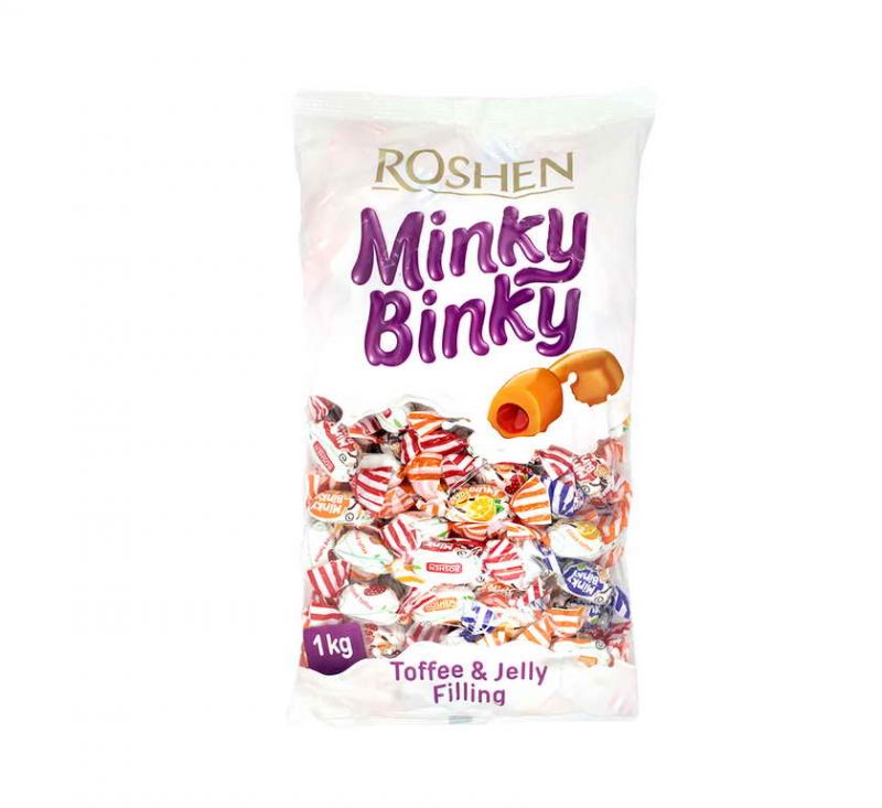 Цукерки «Minky Binky» неглазуровані з ірисоподібної маси з желейними начинками 1 кг Roshen