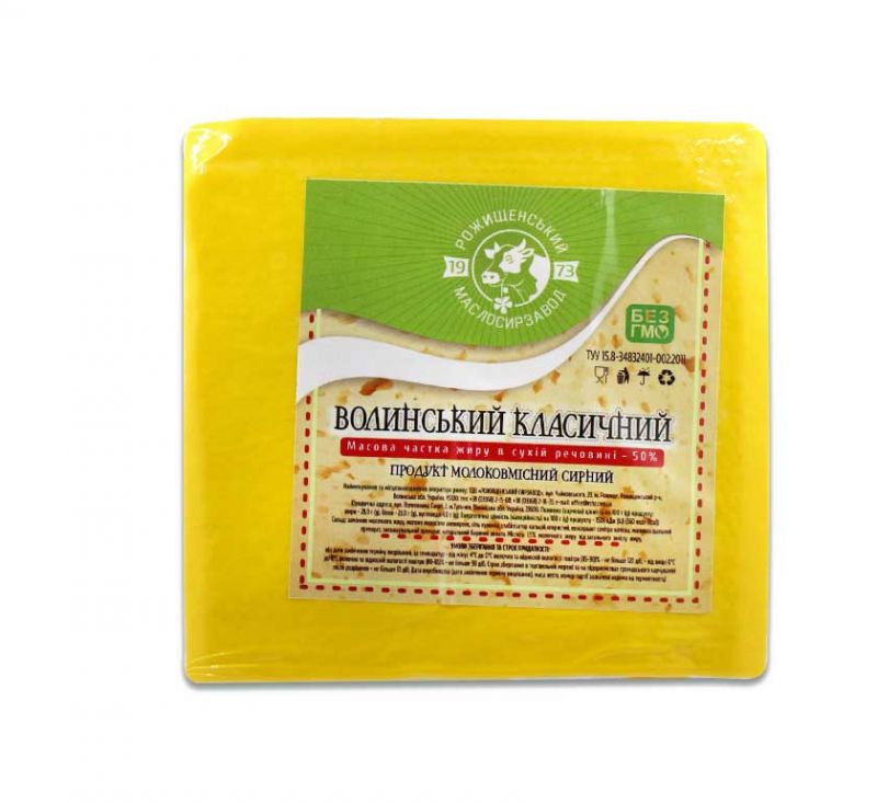 Продукт сирний Волинський класичний 50% жиру Рожишенський маслозавод