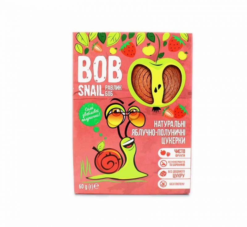 Натуральні фруктові цукерки «Яблуко-полуниця» 60 г Bob Snail