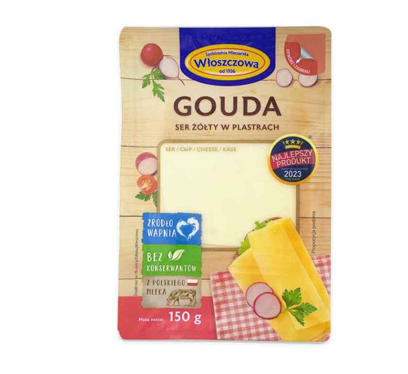 Сир твердий Gouda 45% жиру 150 г Wloszczowa